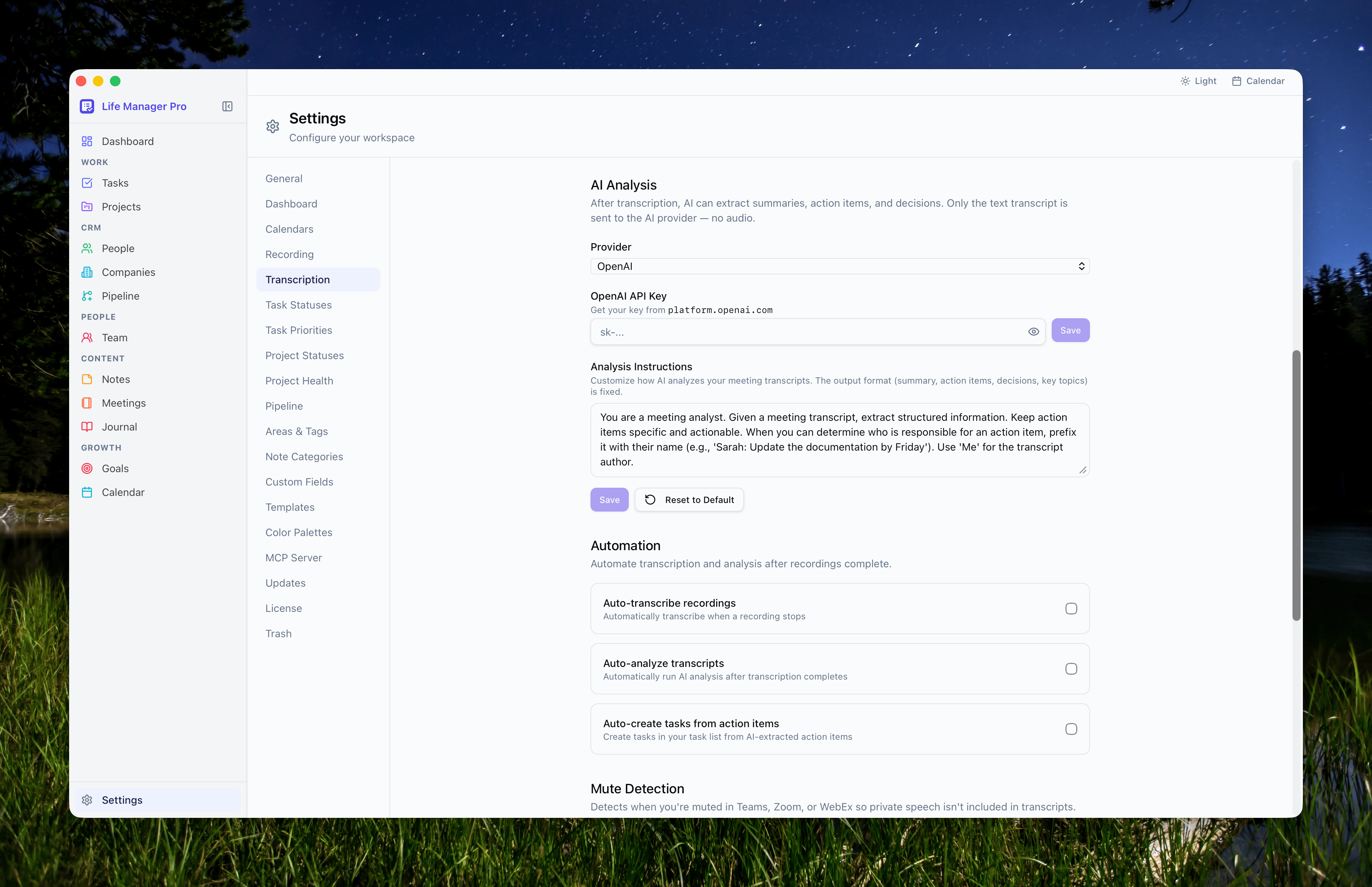 Settings Ai Analysis And Automation