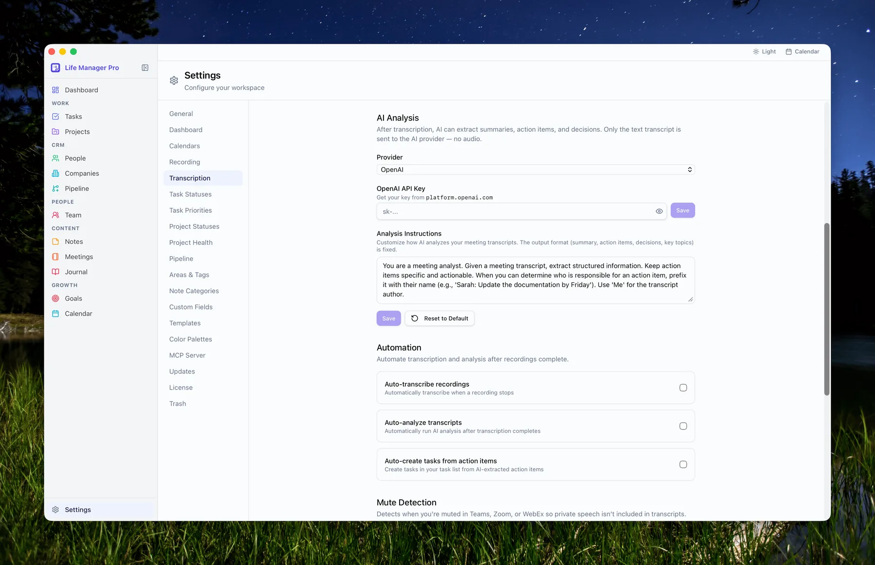Settings Ai Analysis And Automation