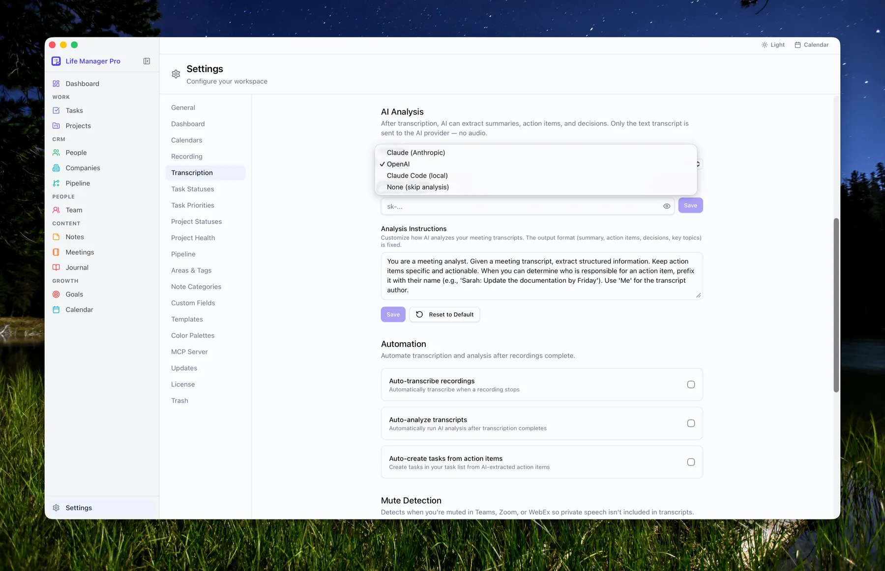 Settings Ai Analysis Options